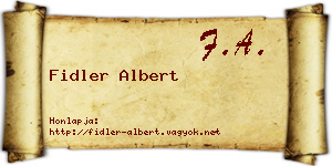 Fidler Albert névjegykártya